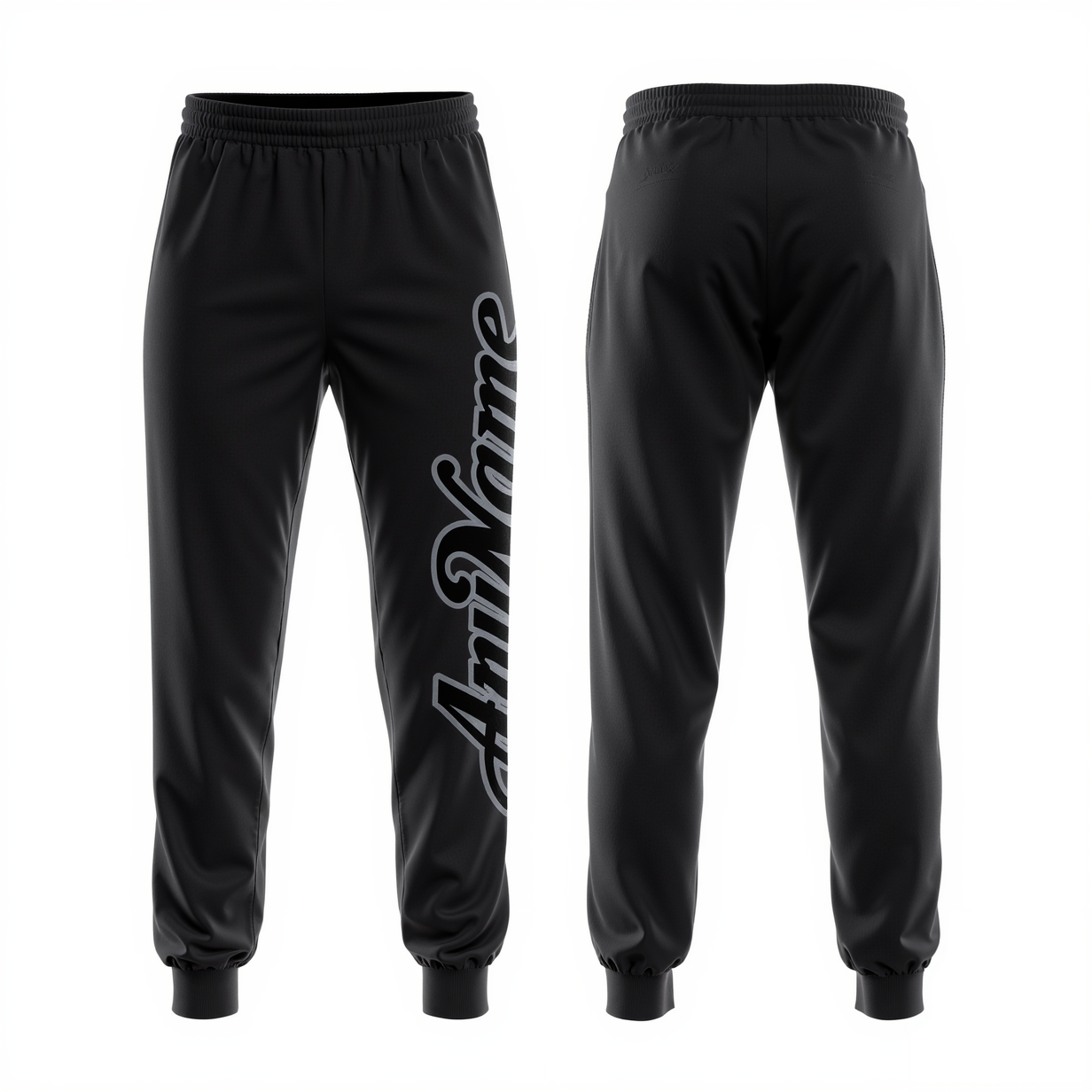 Custom Black & Grey Fleece Jogger Sweatpants