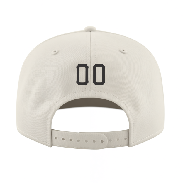 Custom Cream & White/Black Stitched Adjustable Snapback Hat