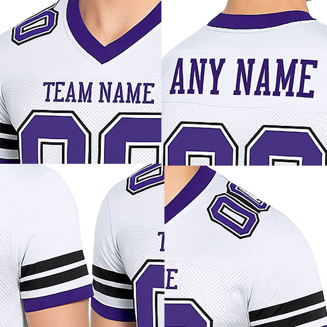 Custom White & Purple/Black Football Jersey