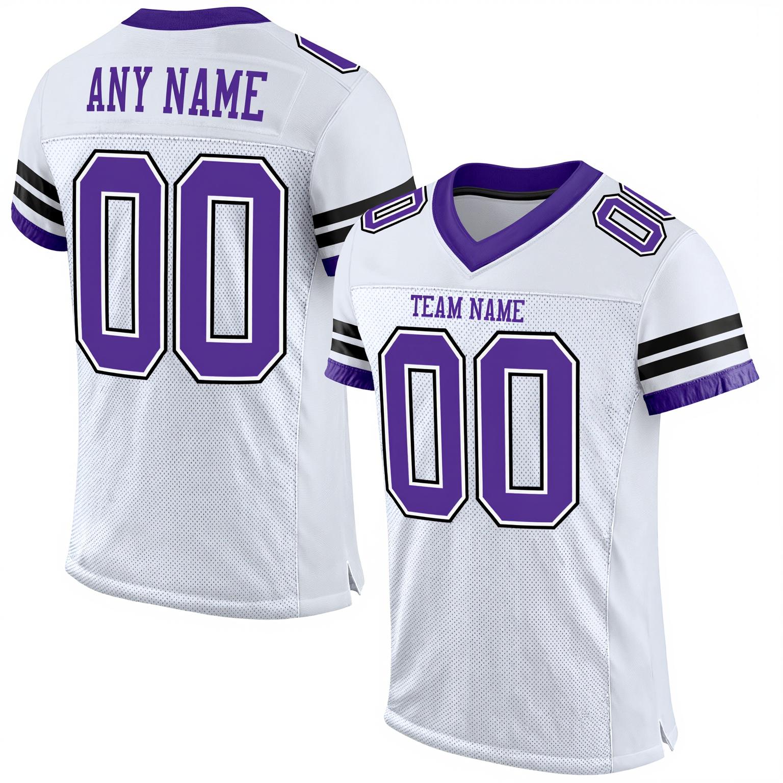 Custom White & Purple/Black Football Jersey