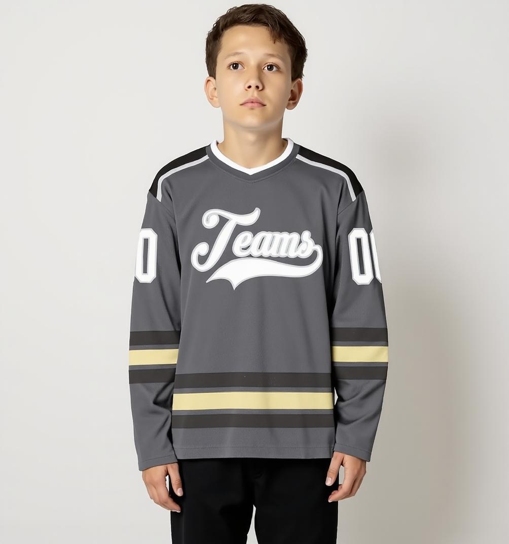 Custom Grey & White Hockey Jersey