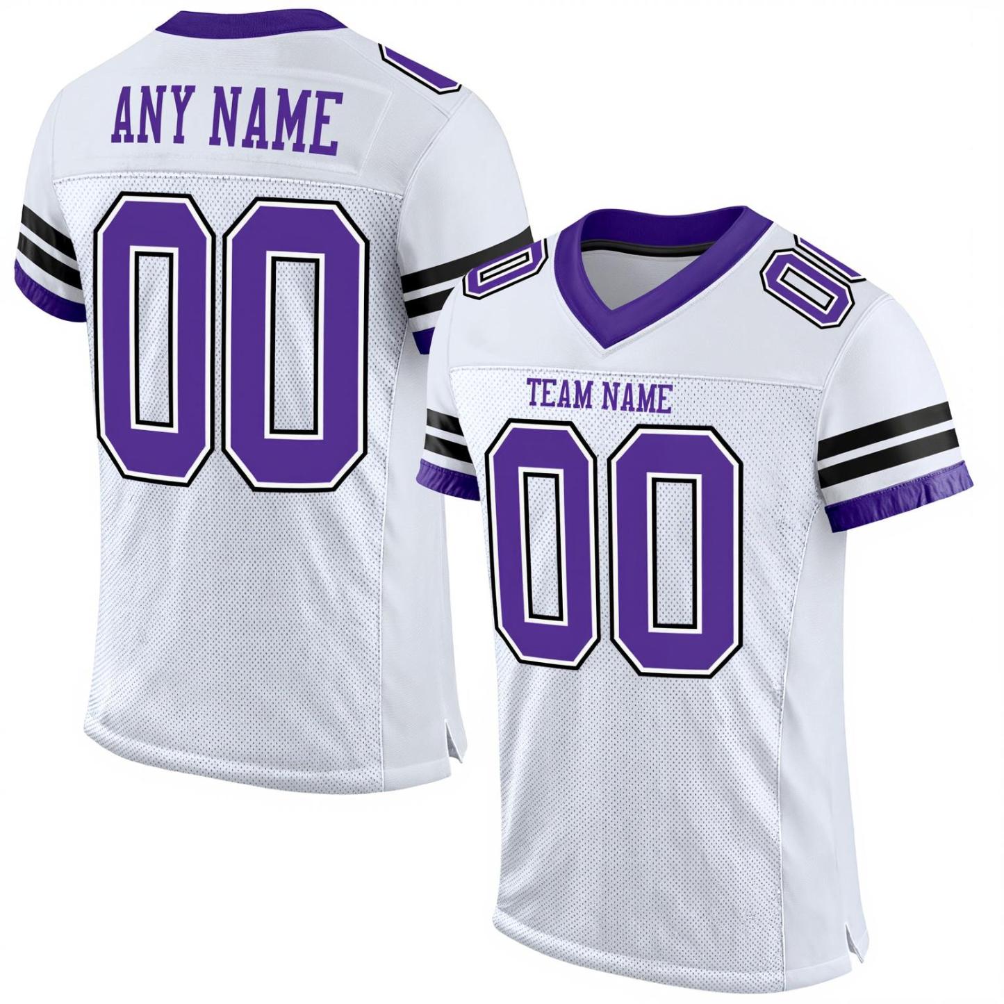 Custom White & Purple/Black Football Jersey