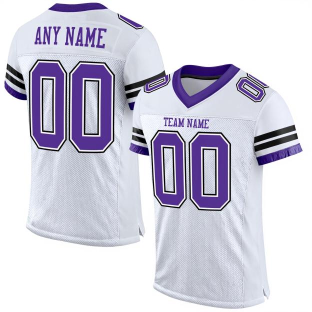Custom White & Purple/Black Football Jersey
