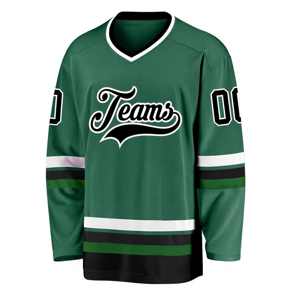 Custom Midnight Green & Black/White Hockey Jersey