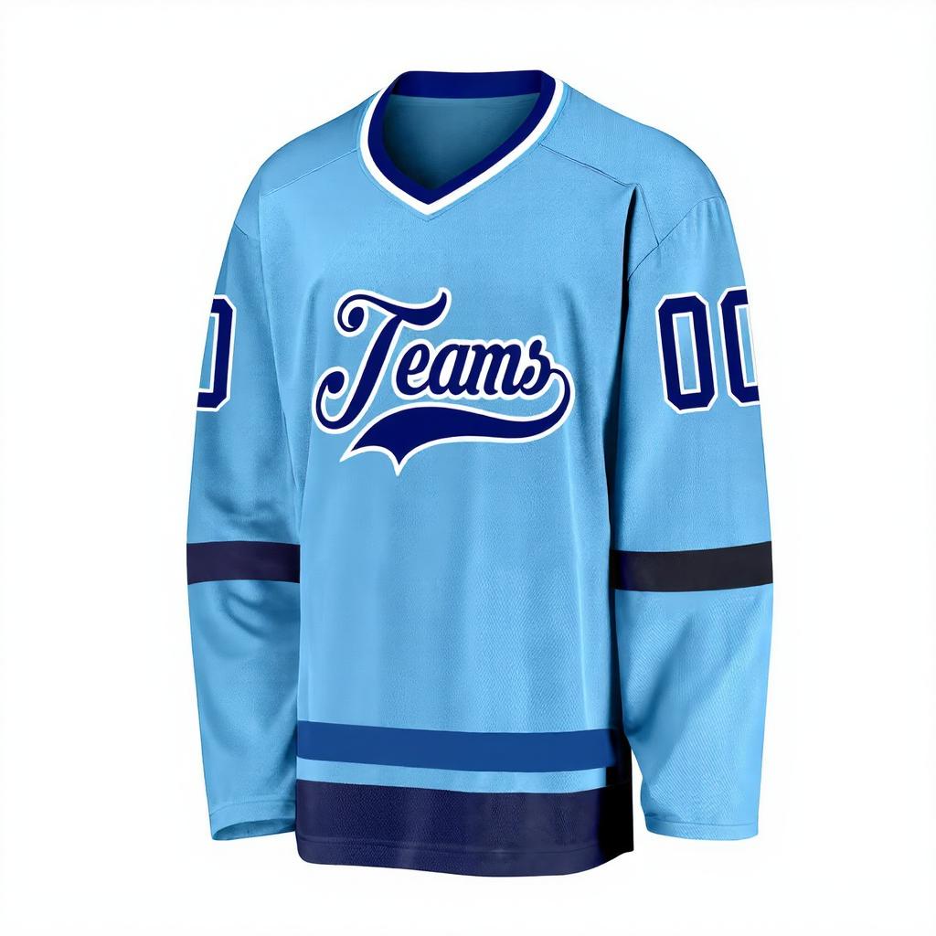 Custom Sky Blue & Royal/White Hockey Jersey