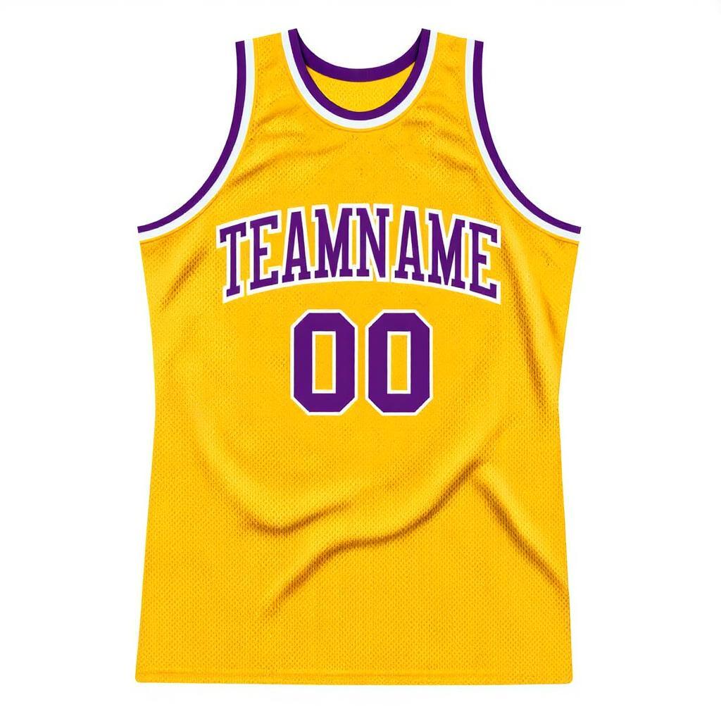 Custom Yellow & Purple/White Basketball Throwback Jersey