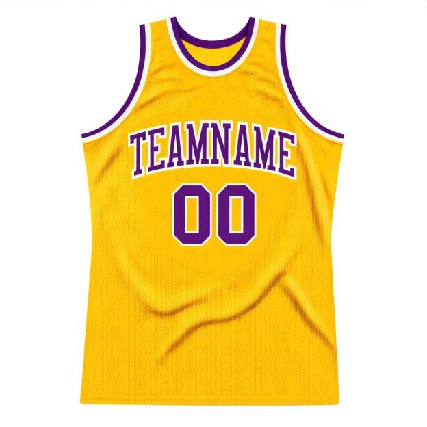 Custom Yellow & Purple/White Basketball Throwback Jersey