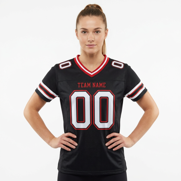 Custom Black & White/Red Football Jersey