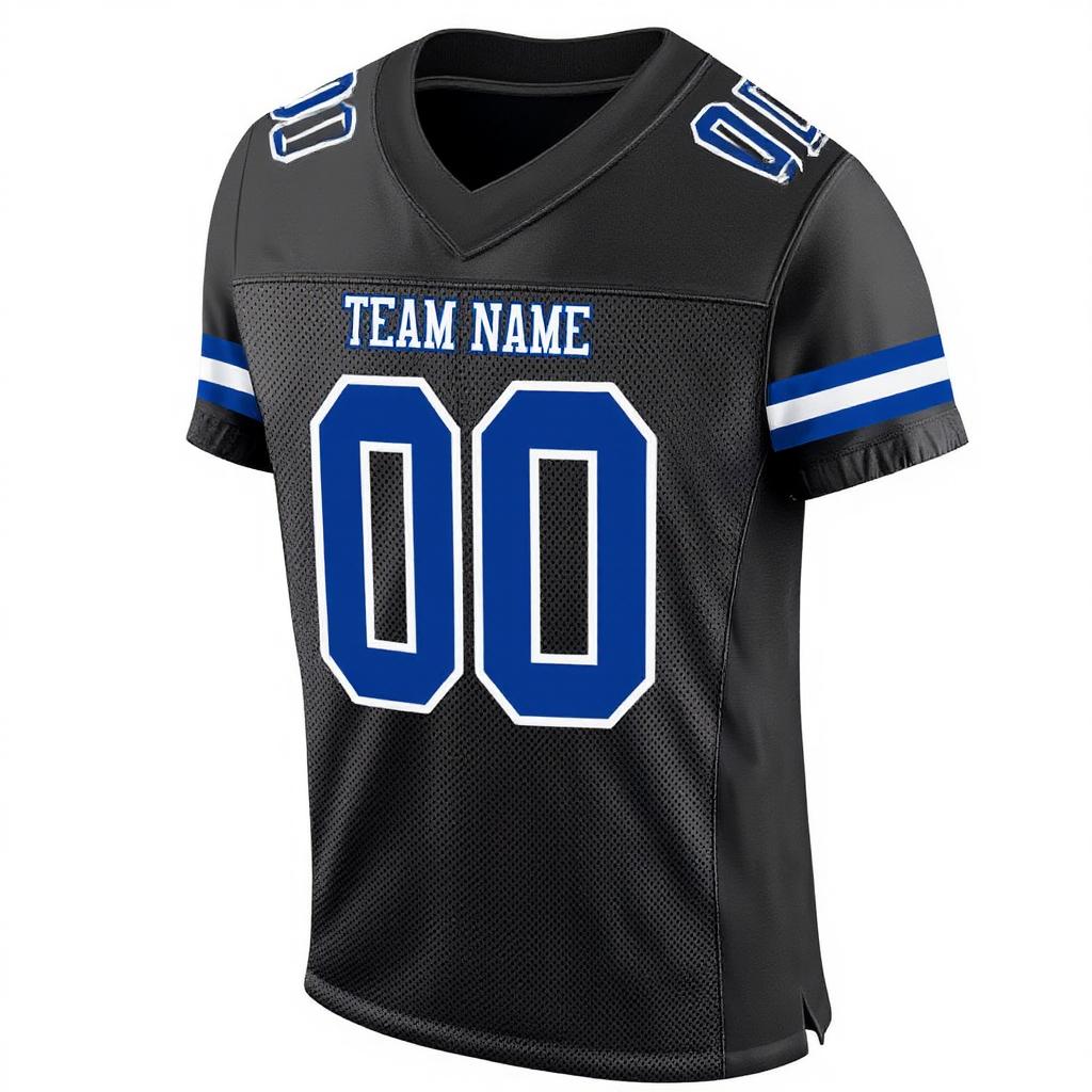 Custom Black & Royal/White Throwback Football Jersey