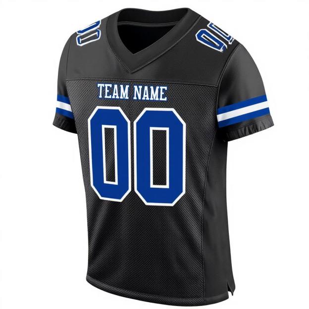 Custom Black & Royal/White Throwback Football Jersey