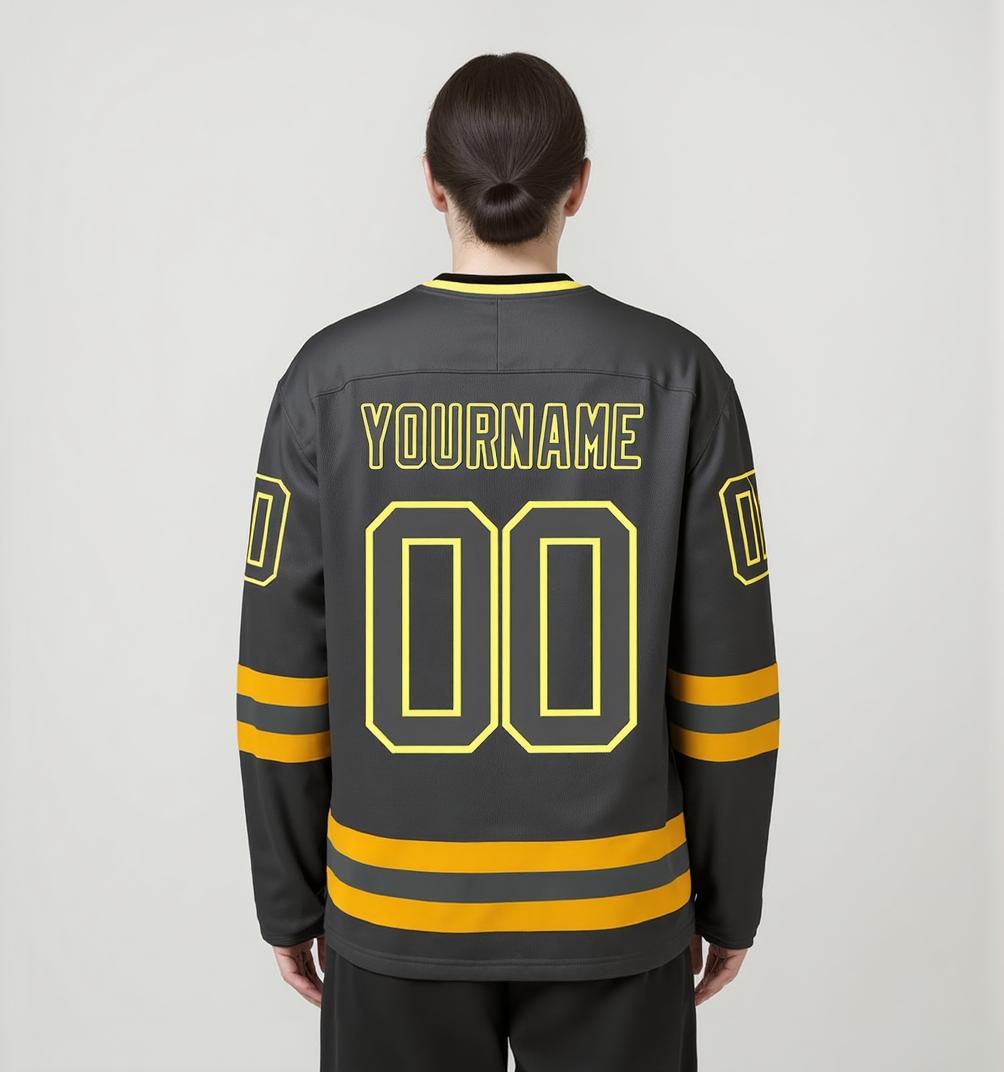 Custom Grey & Yellow Hockey Jersey