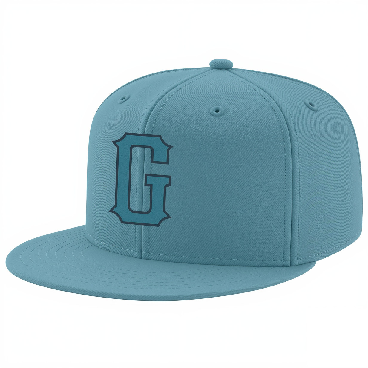 Custom Denim Blue & Teal/Navy Stitched Adjustable Snapback Hat