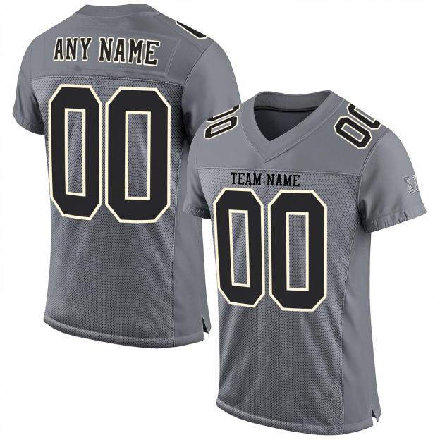Custom Grey & Black/White Football Jersey