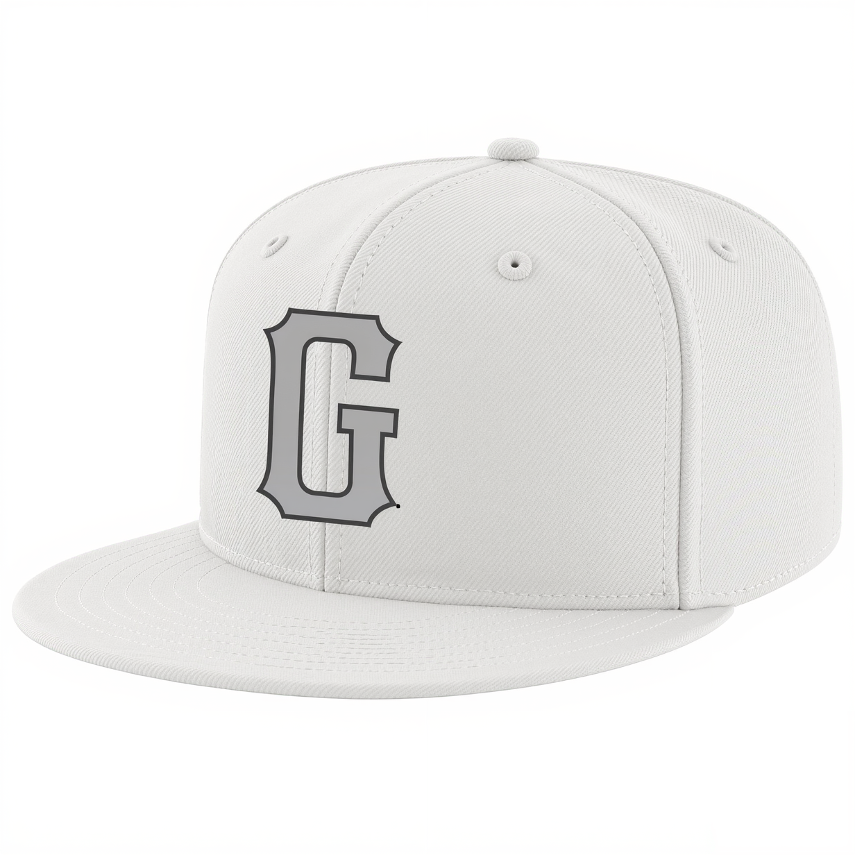 Custom White & Grey/Black Stitched Adjustable Snapback Hat