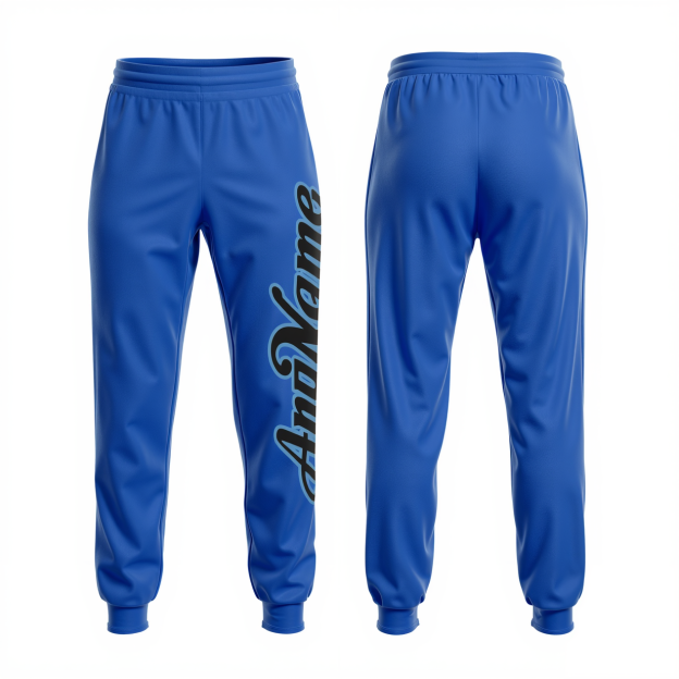 Custom Blue & Black Fleece Jogger Sweatpants