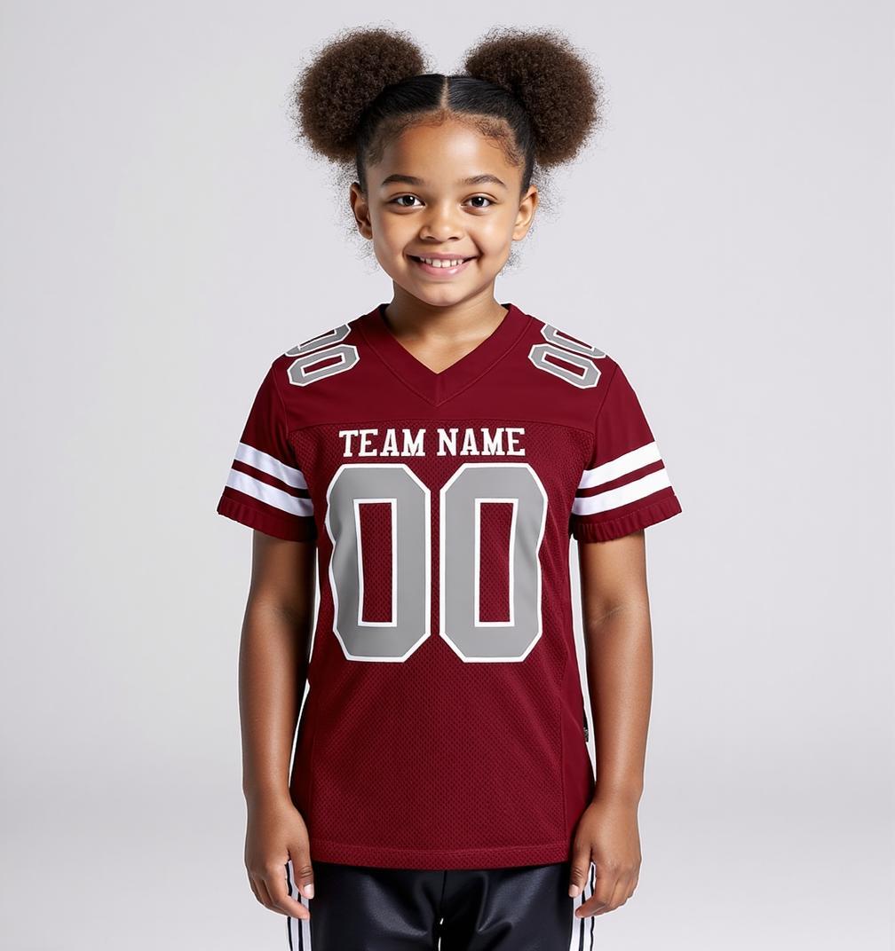 Custom Burgundy & Grey/White Football Jersey