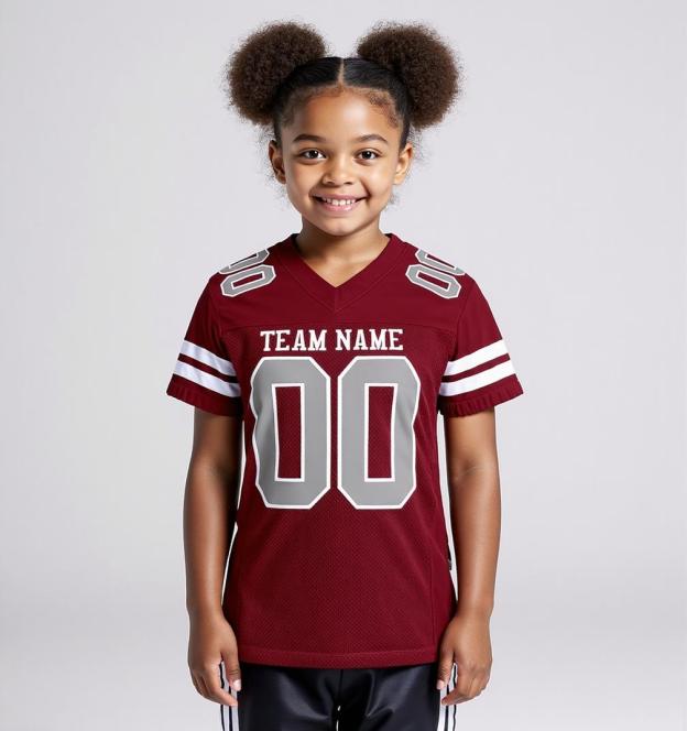 Custom Burgundy & Grey/White Football Jersey