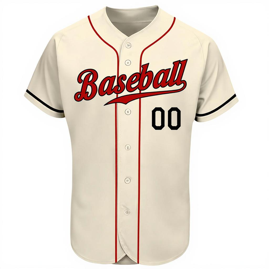 Custom Cream & Red/Black Baseball Jersey
