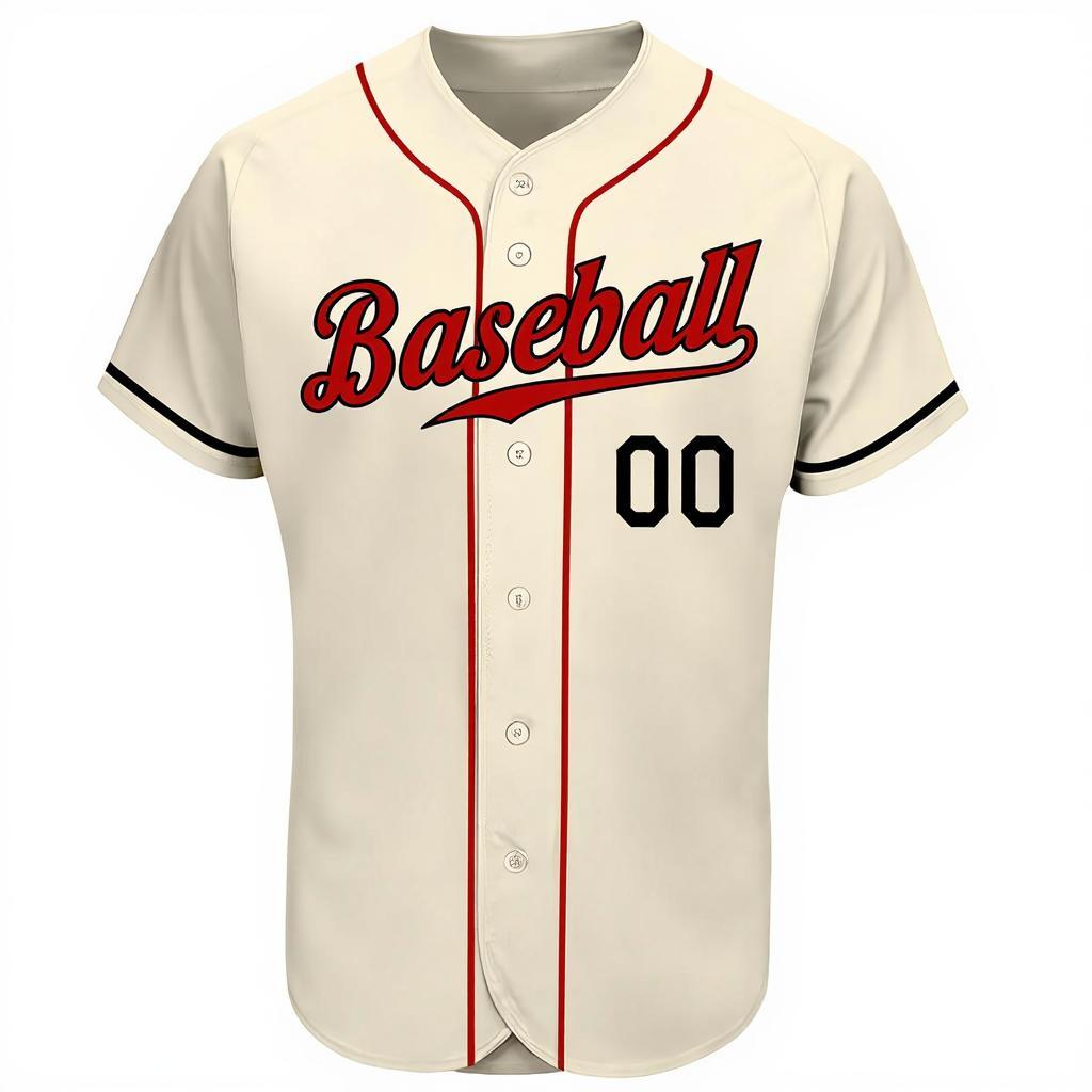 Custom Cream & Red/Black Baseball Jersey