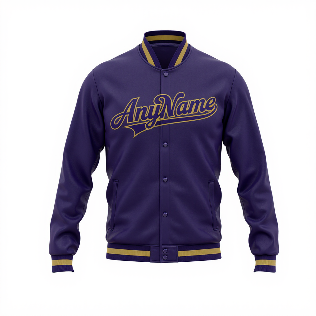 Custom Purple & Gold/White Full-Snap Fleece Jacket