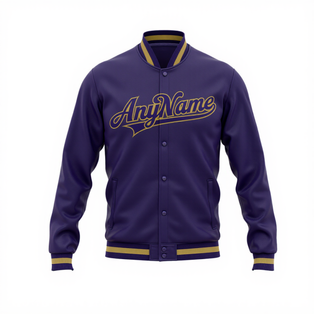 Custom Purple & Gold/White Full-Snap Fleece Jacket