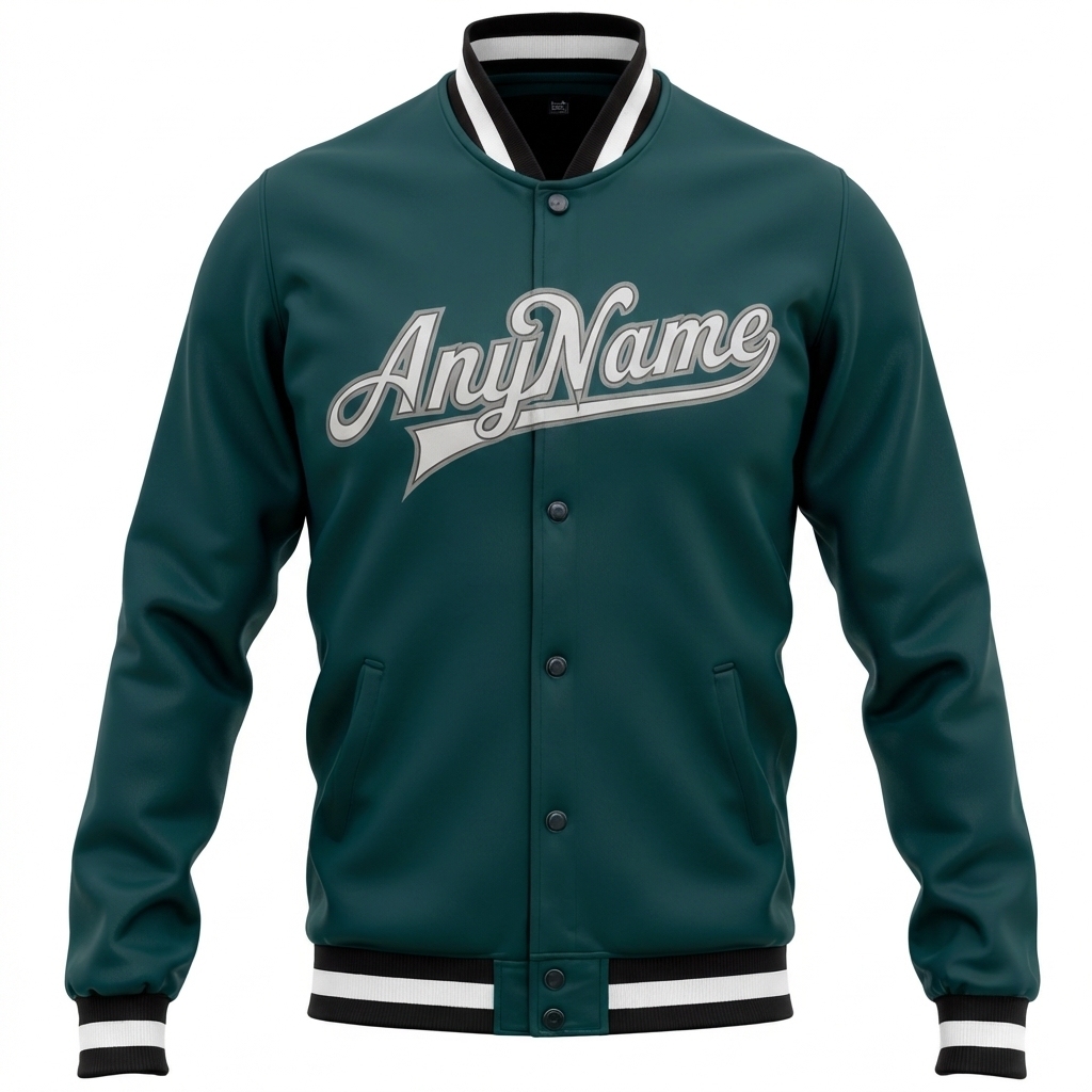 Custom Midnight Green & White/Black Full-Snap Fleece Jacket