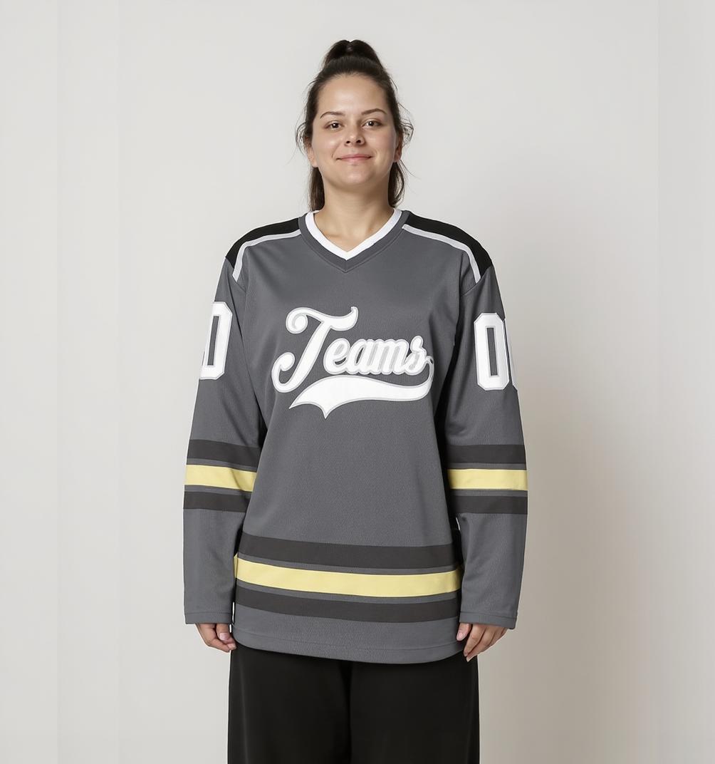 Custom Grey & White Hockey Jersey