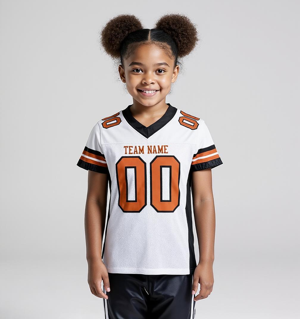 Custom White & Brown/Black Throwback Football Jersey