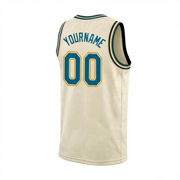 Custom Cream & Teal/gold Basketball City Edition Jersey