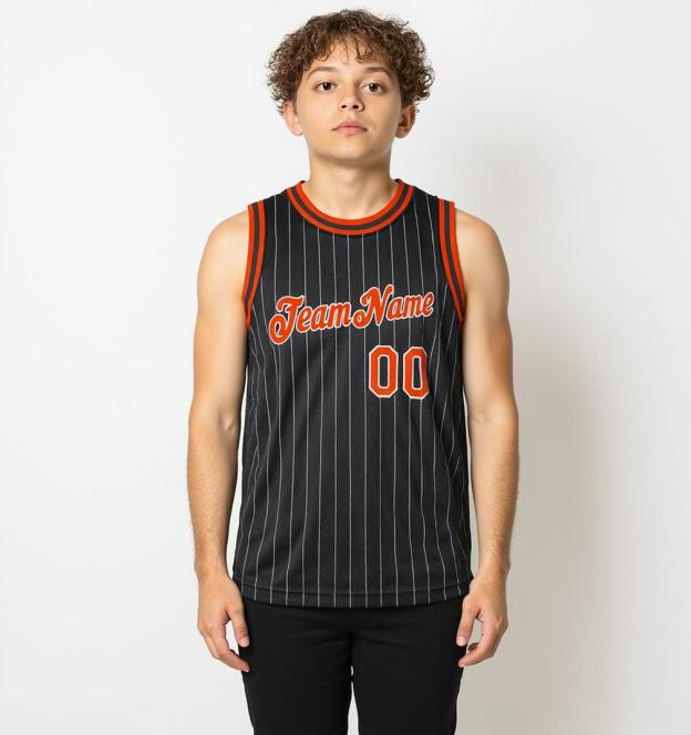 Custom Black & Red/White Pinstripes Basketball City Edition Jersey
