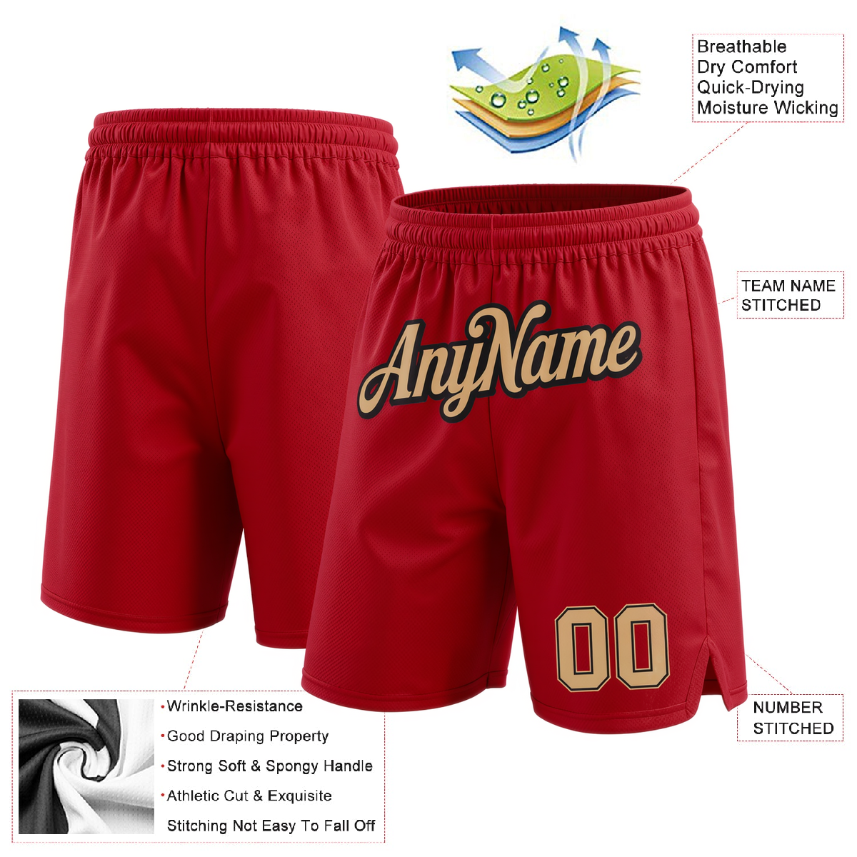 Custom Red & Beige/Black Shorts
