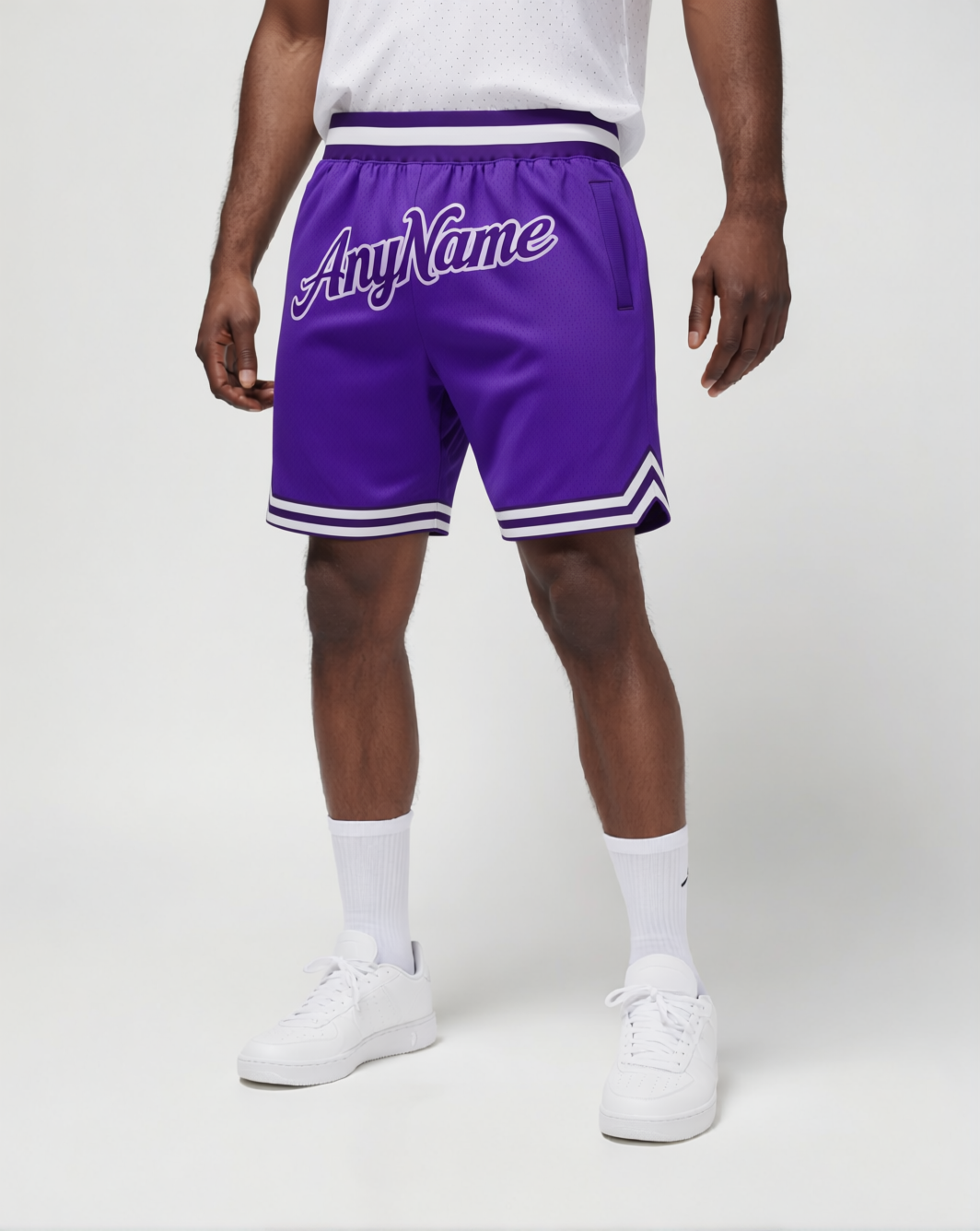 Custom Purple & White Throwback Shorts