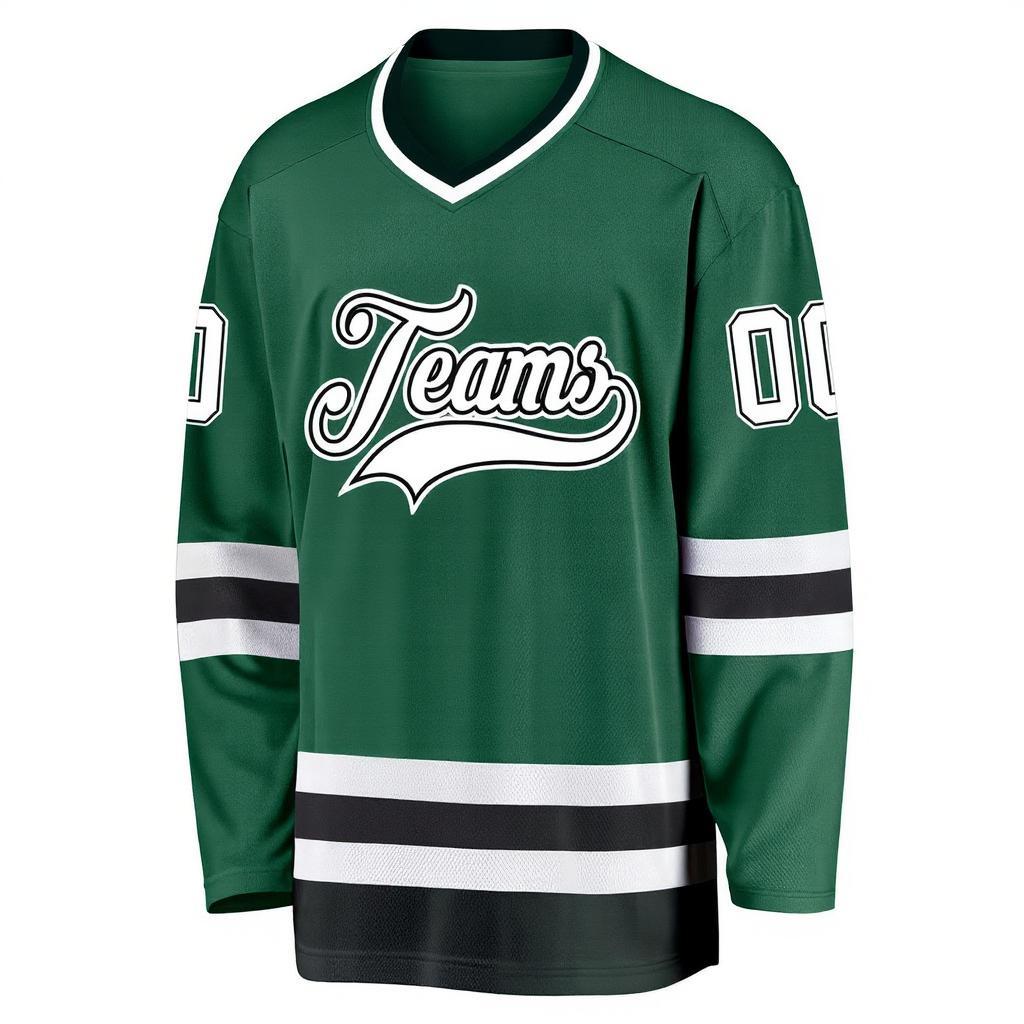 Custom Midnight Green & White/Black Hockey Jersey