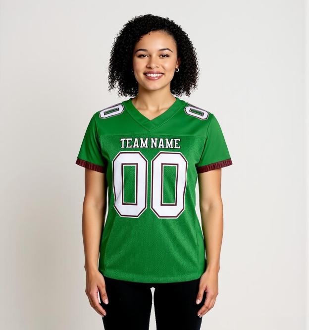 Custom Kelly Green & Grey/Burgundy Football Jersey