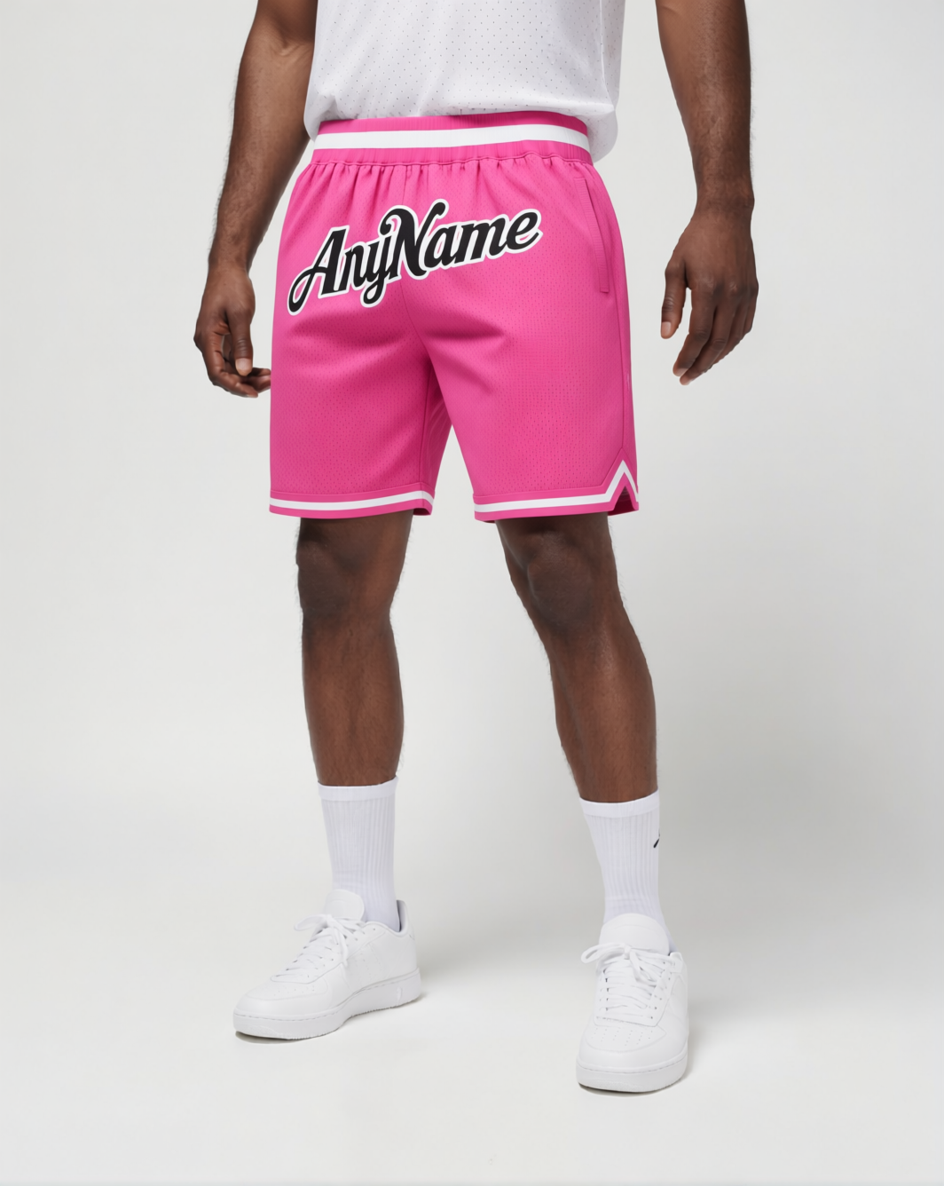 Custom Pink & Black/White Throwback Shorts
