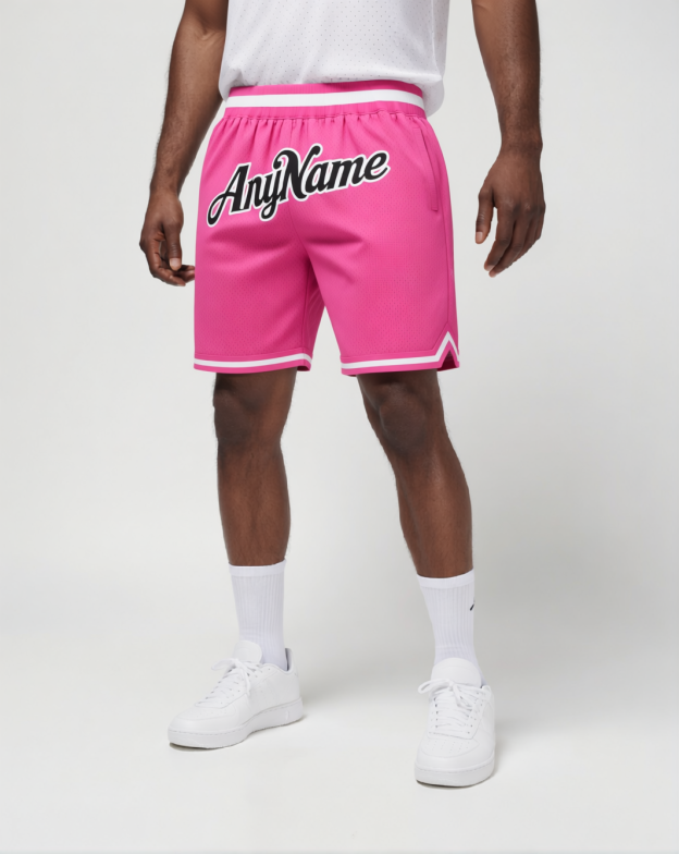 Custom Pink & Black/White Throwback Shorts