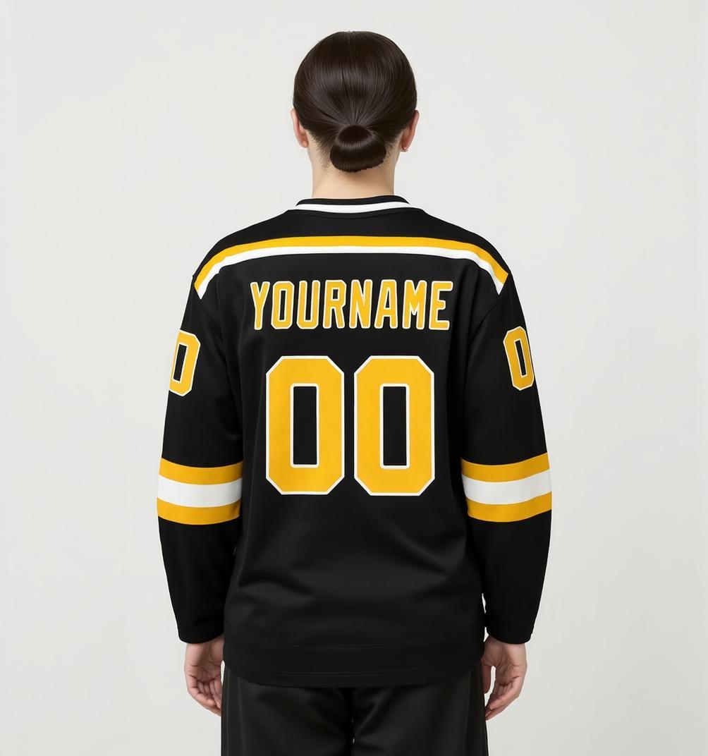 Custom Black & Yellow/White Hockey Jersey