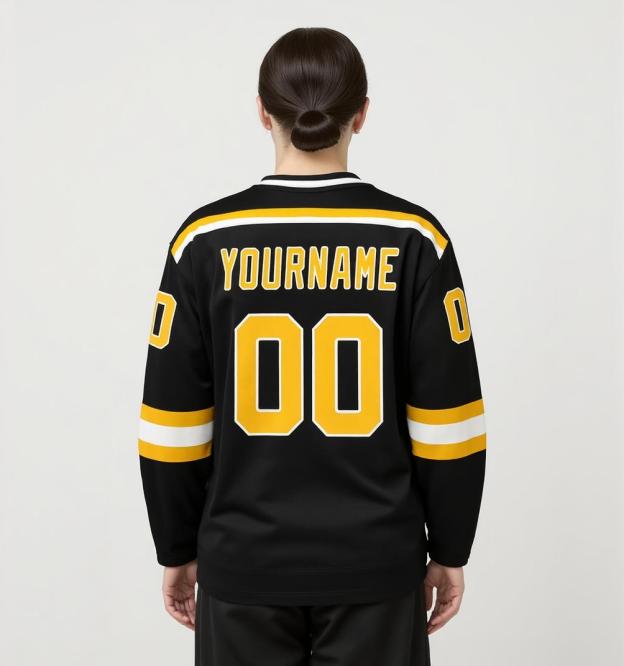 Custom Black & Yellow/White Hockey Jersey