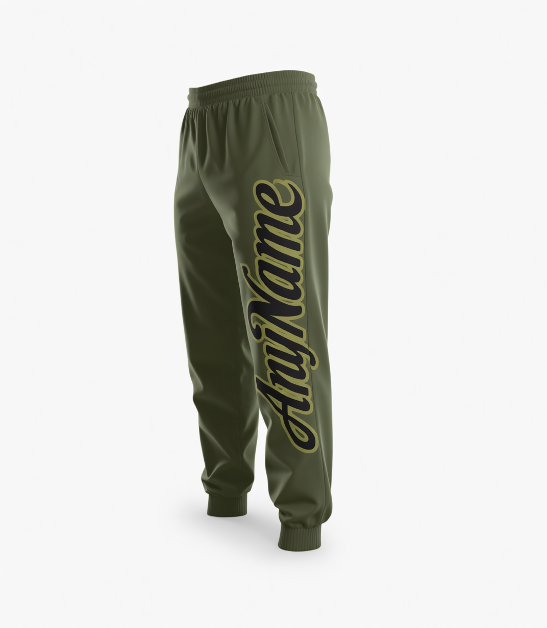 Custom Olive & Black/Green Fleece Jogger Sweatpants