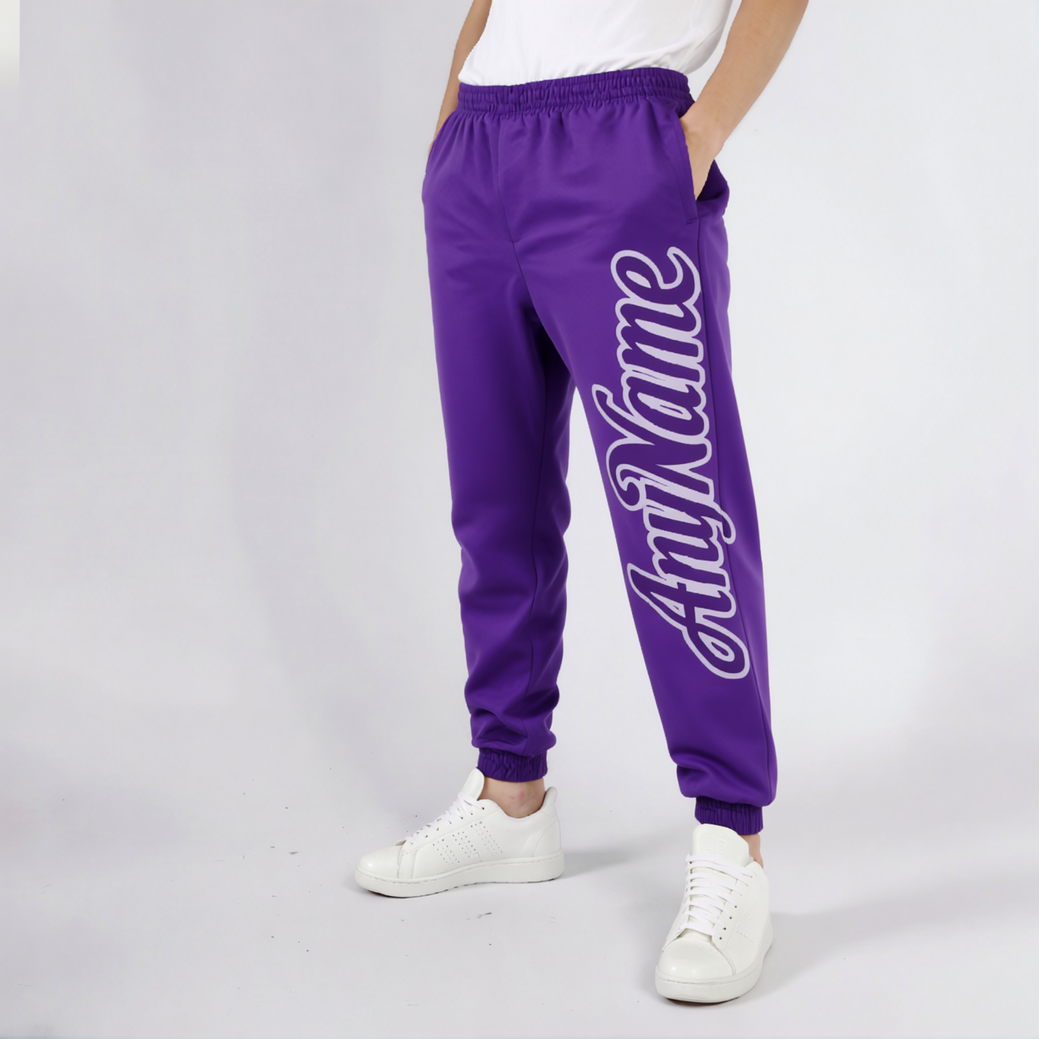 Custom Purple & Grey Fleece Jogger Sweatpants
