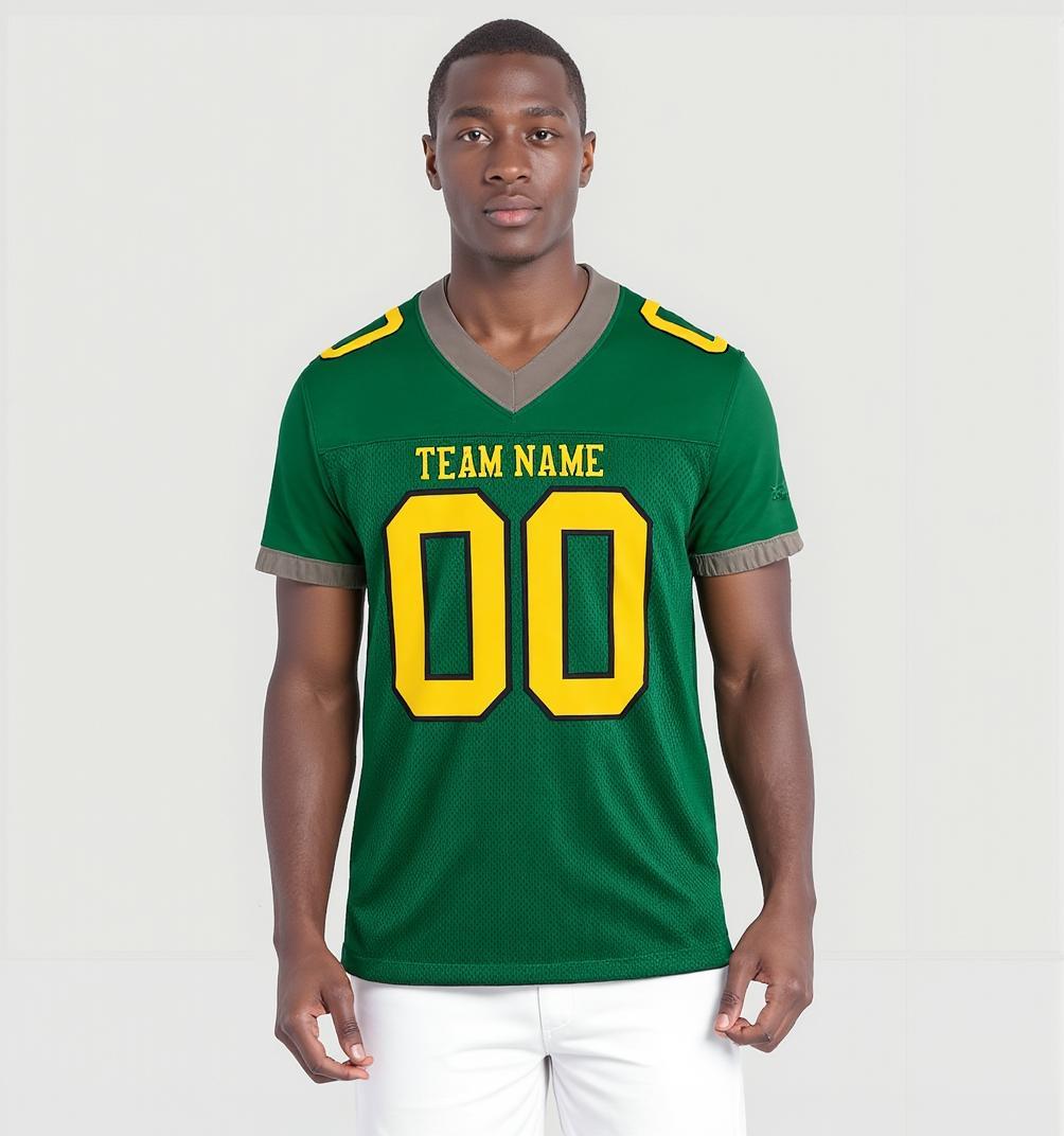 Custom Kelly Green & Yellow/Black Football Jersey