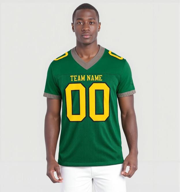 Custom Kelly Green & Yellow/Black Football Jersey