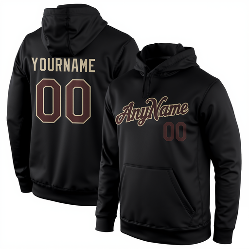 Custom Black & Brown/White Pullover Sports Sweatshirt Hoodie