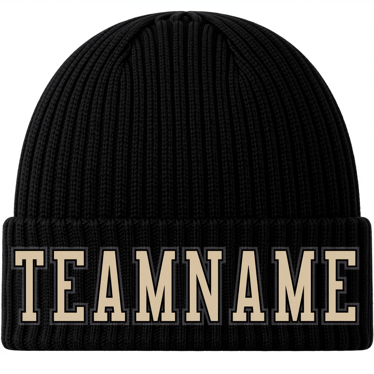 Custom Black & White/Grey Stitched Cuffed Knit Hat