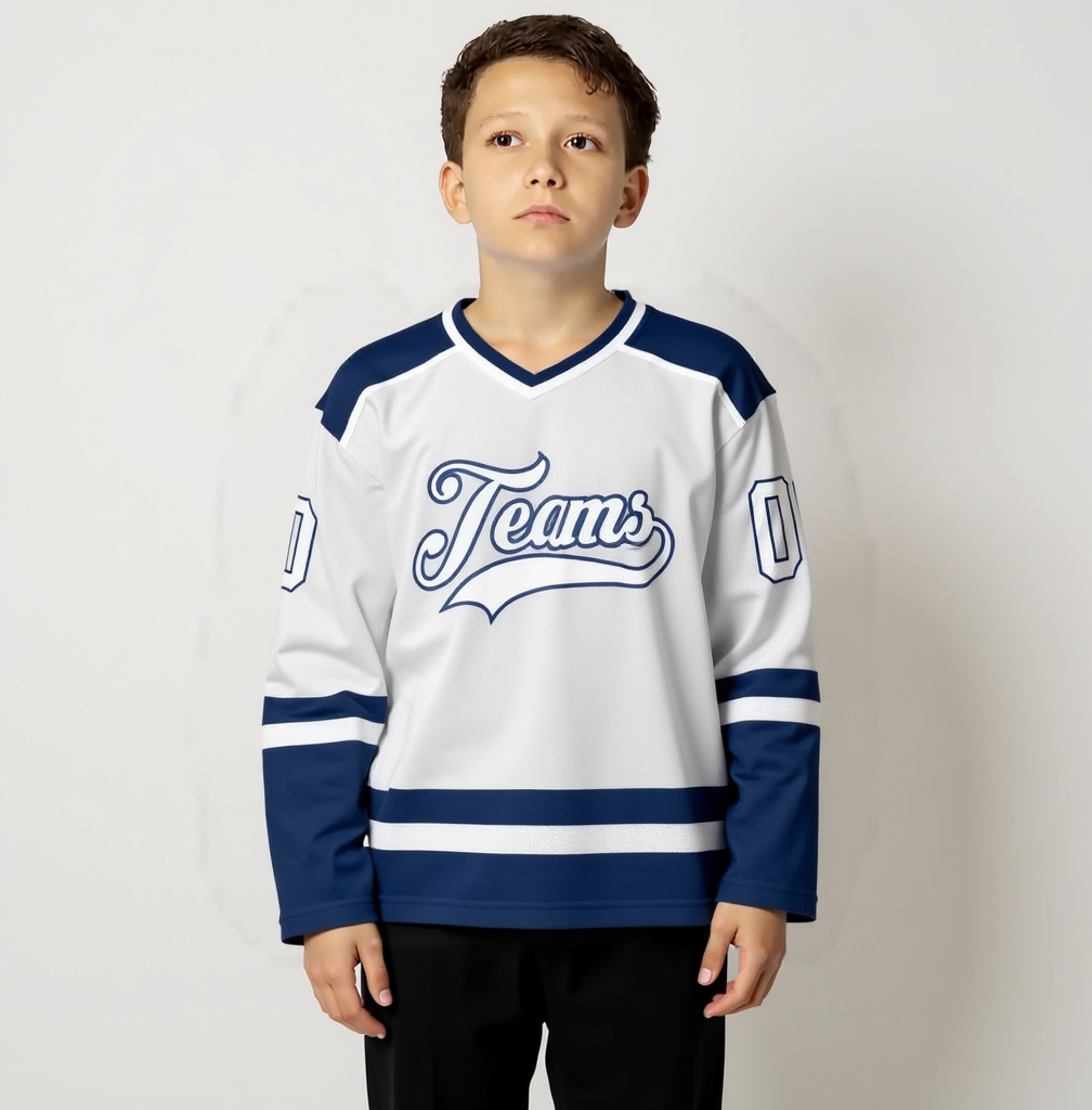 Custom White & Navy Hockey Jersey