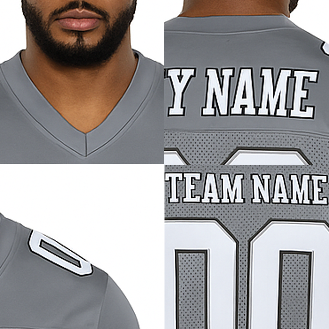 Custom Grey & Black/White Football Jersey