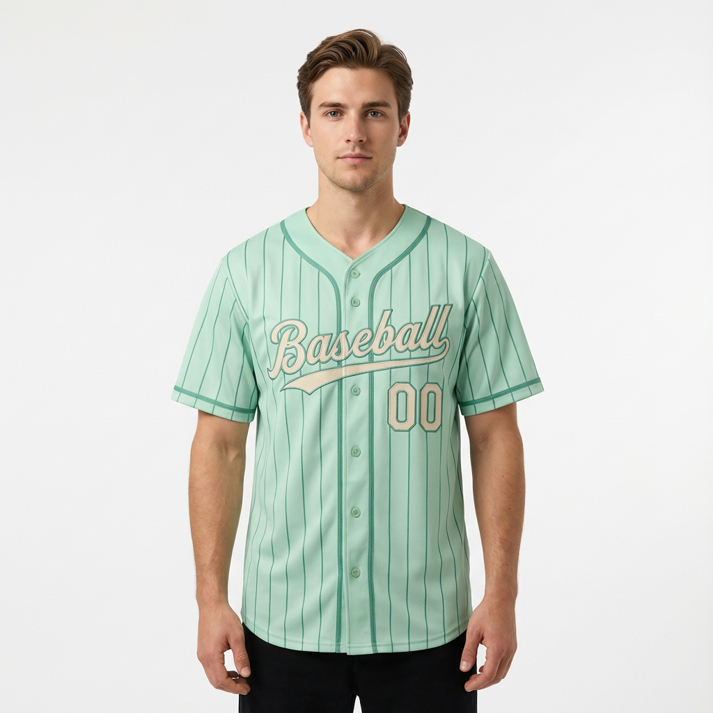 Custom Light Blue & Aqua/Grey Pinstripes Baseball Jersey
