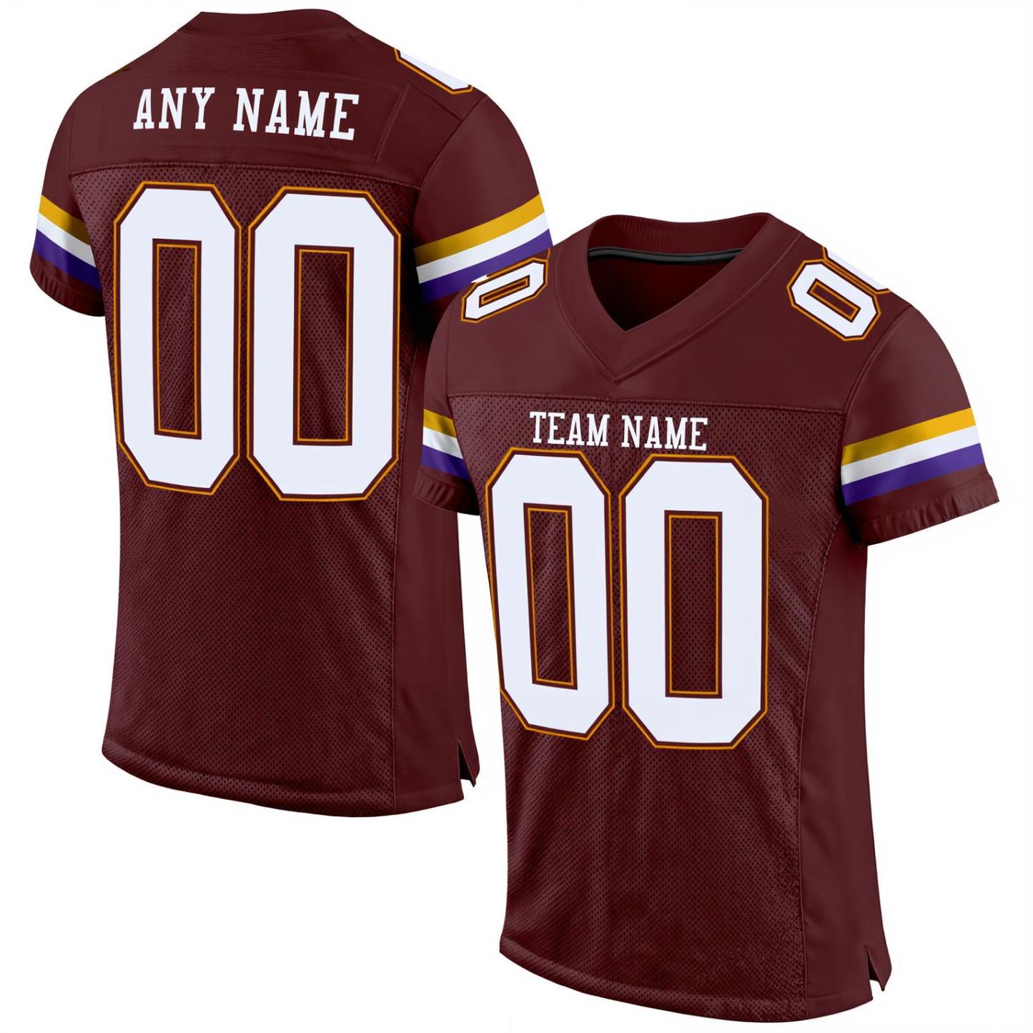 Custom Burgundy & White/Gold Throwback Football Jersey