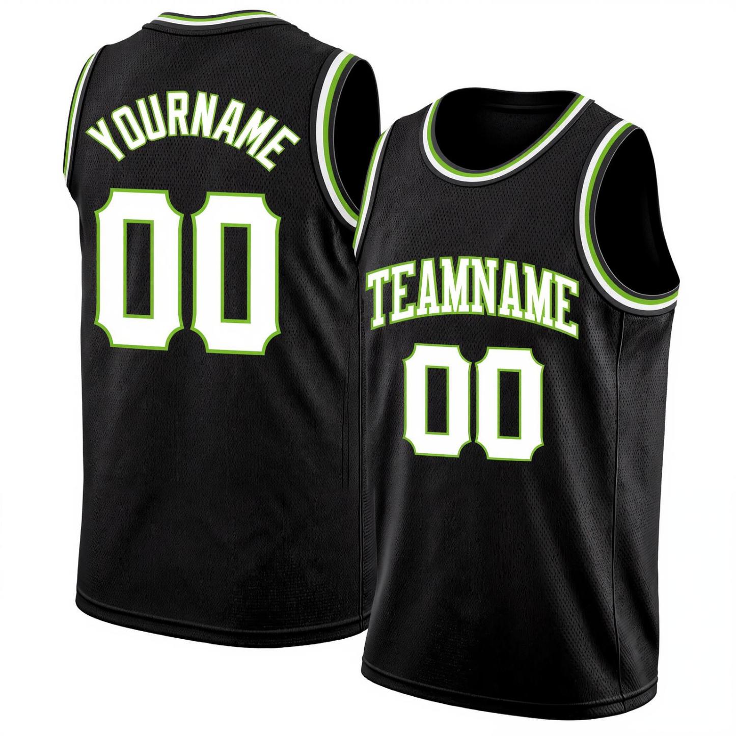 Custom Black & White/Green Basketball City Edition Jersey