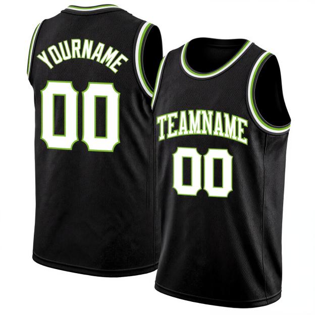 Custom Black & White/Green Basketball City Edition Jersey